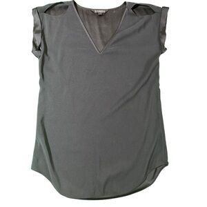 Express Black Asymmetrical Cap Sleeve Blouse